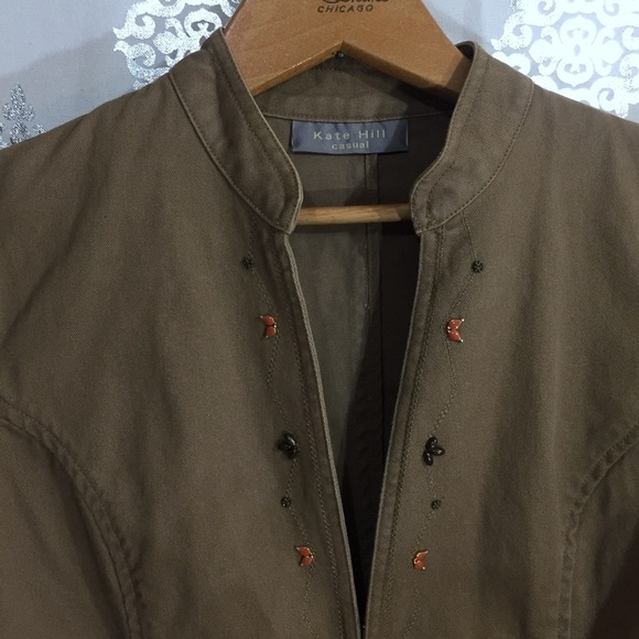 Kate Hill Casual Olive Green Bead detailed Blazer - Picture 2 of 7